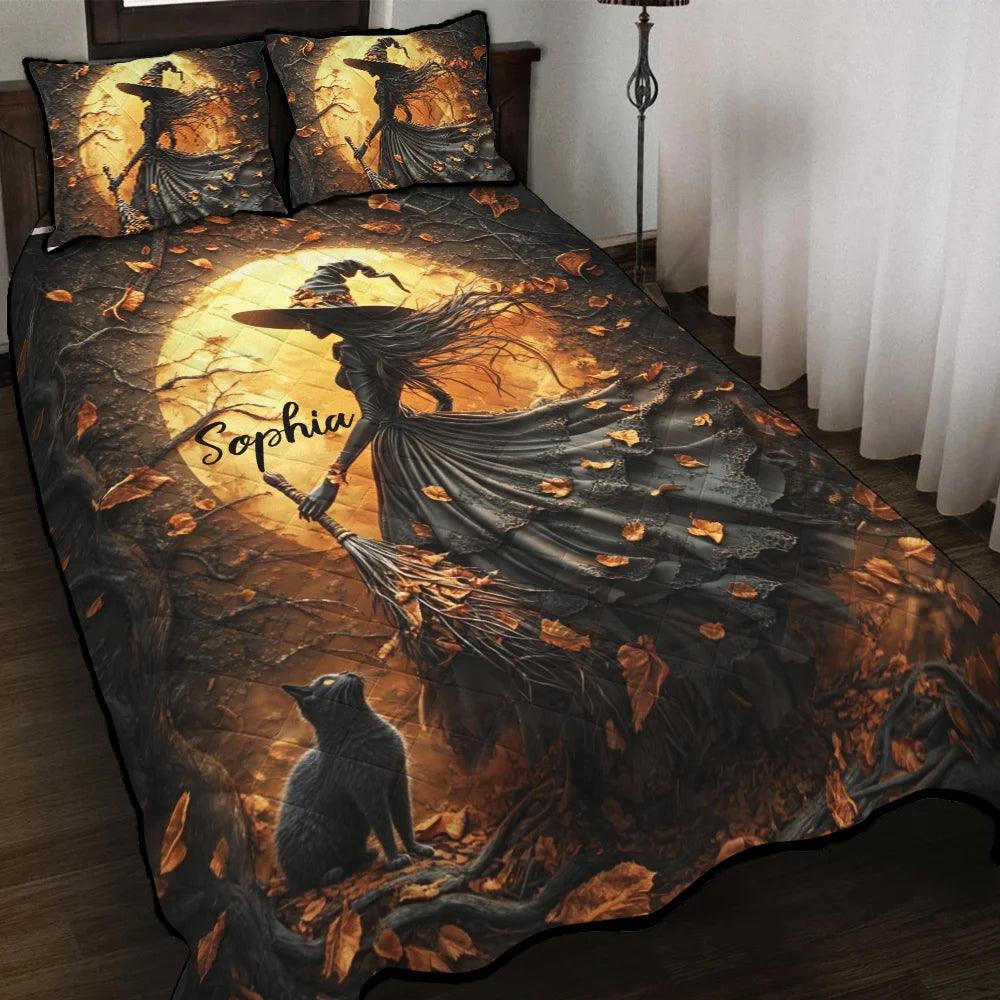 Beware, The Witching Hour Is Here Personalized Name Quilt Bedding Set