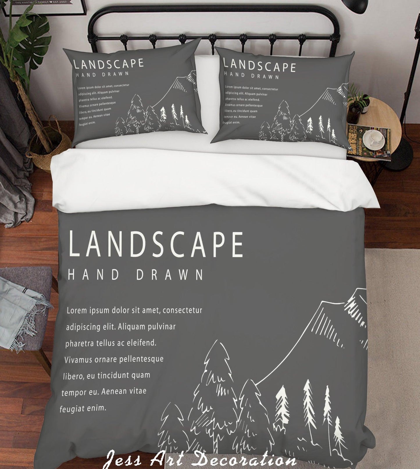 3D Cartoon Plants Black Quilt Cover Set Bedding Set Pillowcases 2