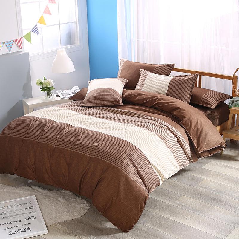 3D Brown Stripe Quilt Cover Set Bedding Set Pillowcases 38