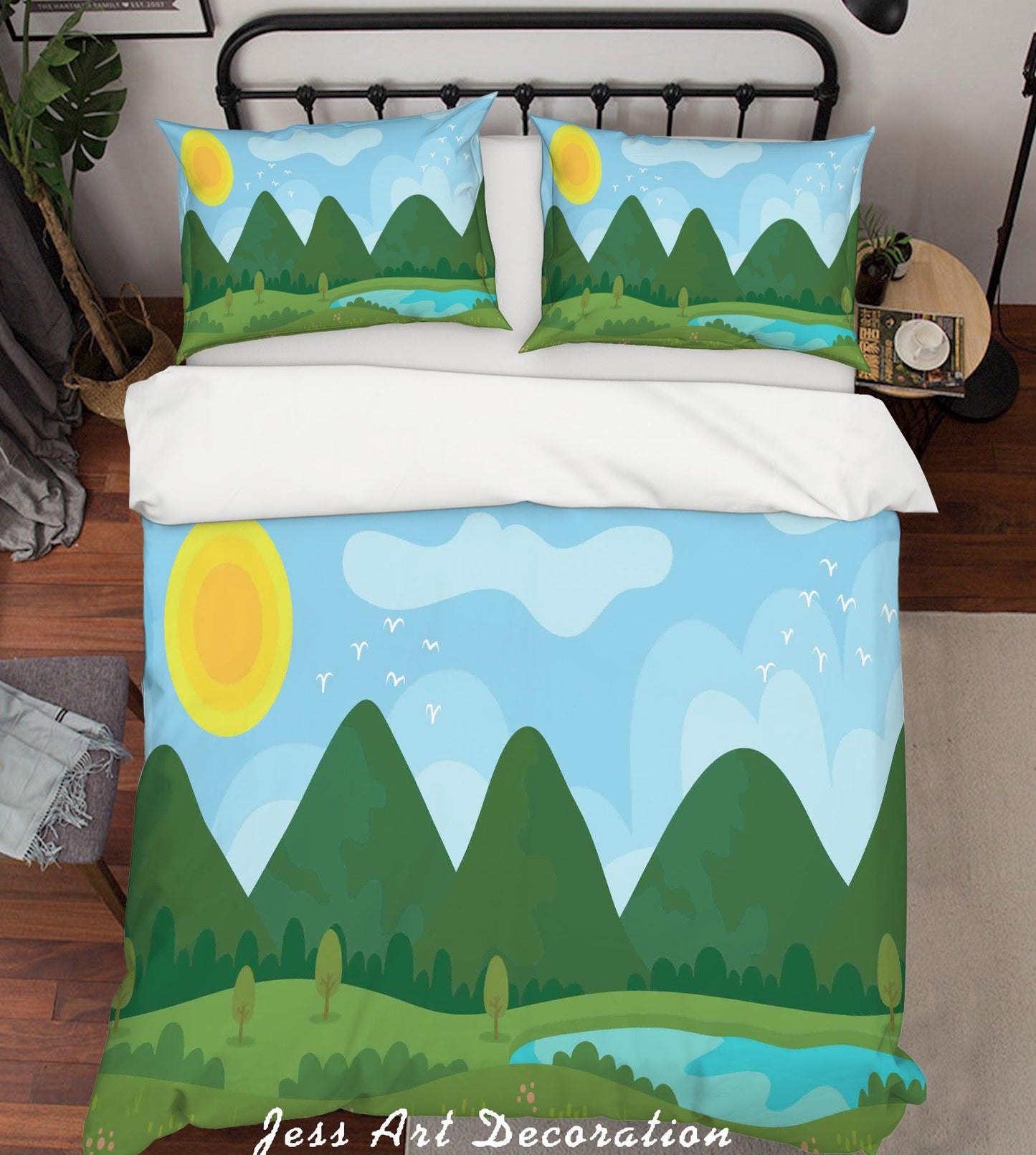 3D Cartoon Green Plants Quilt Cover Set Bedding Set Pillowcases 100