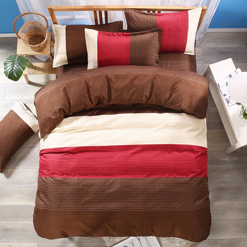 3D Brown Stripe Quilt Cover Set Bedding Set Pillowcases 37