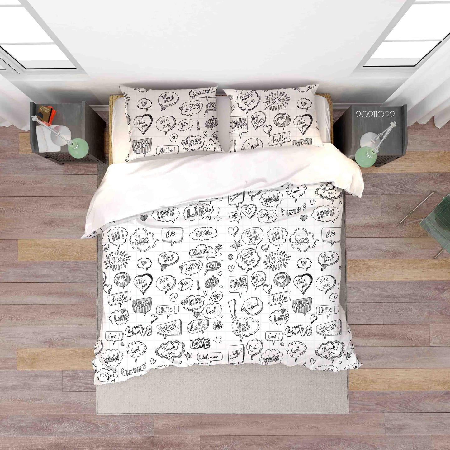 3D Abstract Bubble Language Graffiti Quilt Cover Set Bedding Set Duvet Cover Pillowcases 34