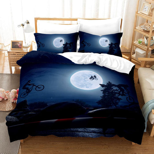 3D Blue Moon Night Bicycle Quilt Cover Set Bedding Set Pillowcases 60