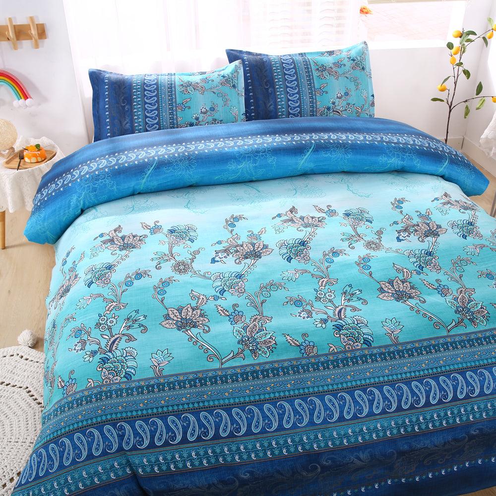 3D Blue Paisley Floral Quilt Cover Set Bedding Set Duvet Cover Pillowcases 511