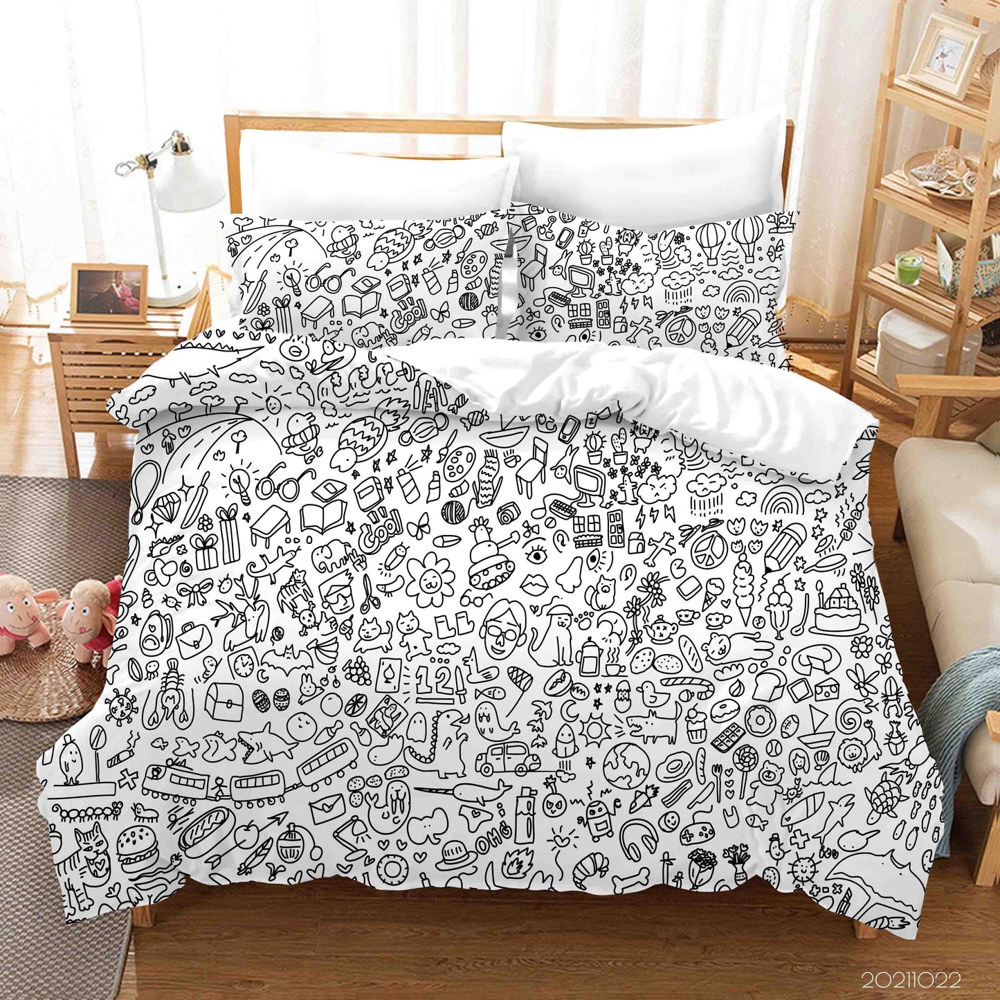 3D Art Illustration Graffiti Quilt Cover Set Bedding Set Duvet Cover Pillowcases 57