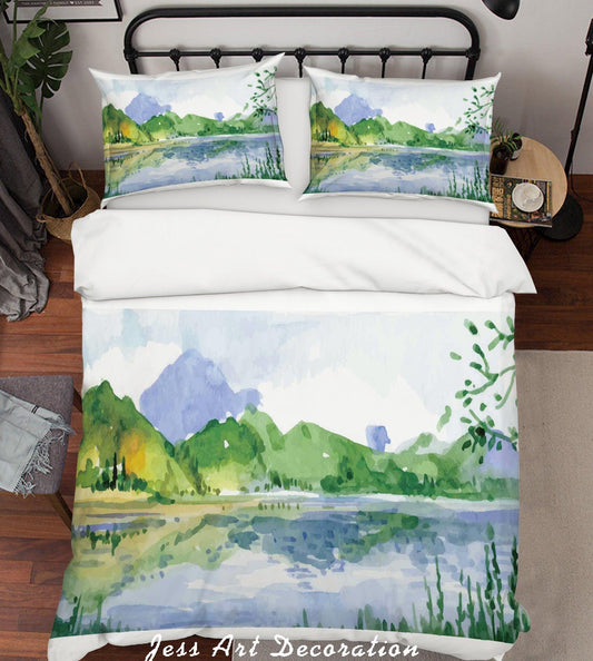 3D Cartoon Mountain Lake Quilt Cover Set Bedding Set Pillowcases 15