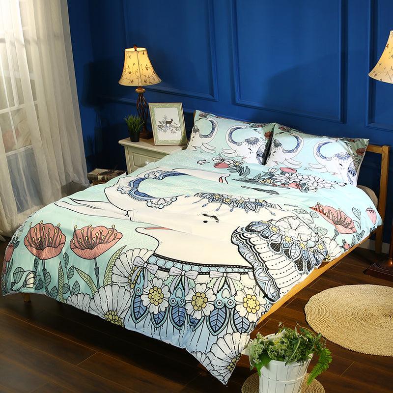 3D Bohemian Green Elephant Quilt Cover Set Bedding Set Pillowcases 20