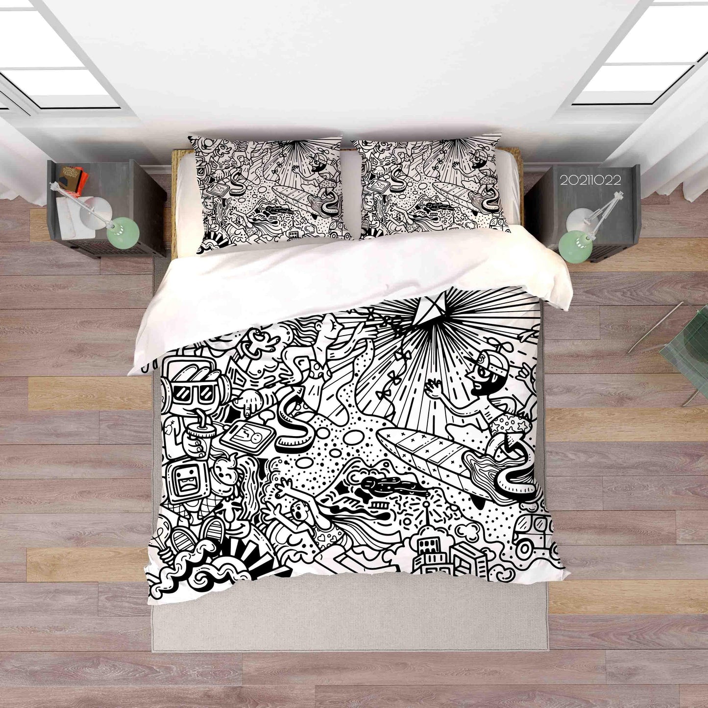 3D Abstract  Monster Doodle Quilt Cover Set Bedding Set Duvet Cover Pillowcases 27
