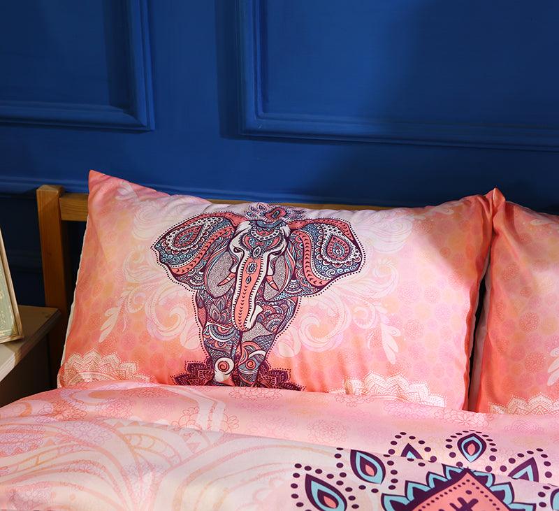 3D Bohemian Pink Elephant Quilt Cover Set Bedding Set Pillowcases 14