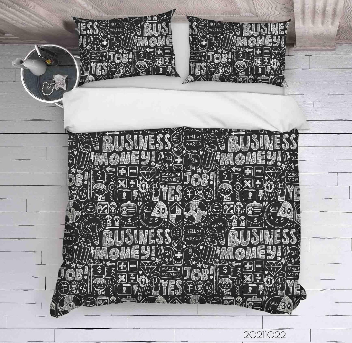 3D Abstract Black Alphabet Graffiti Quilt Cover Set Bedding Set Duvet Cover Pillowcases 89