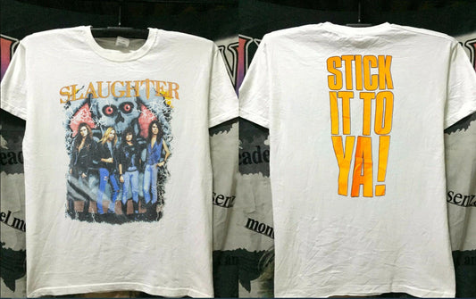 Vintage 1990 Slaughter Stick It To Ya Halloween Concert T-Shirt