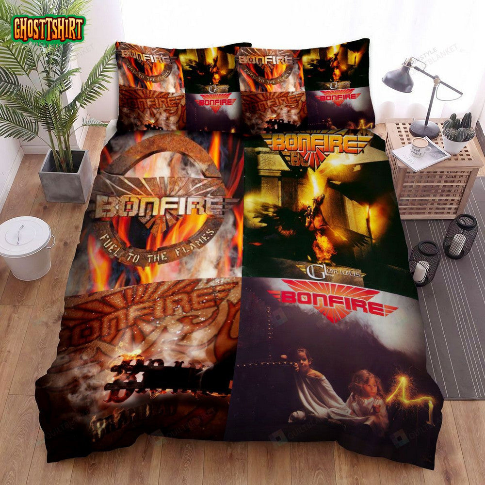 4in1 Bonfire Album Bed Sheets Spread Comforter Duvet Cover Bedding Set