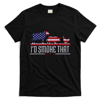 4th July I'd Smoke That Patriot BBQ Barbeque Cook Chef T-Shirt
