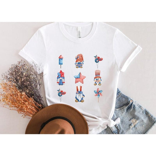 4th Of July Gnome Tee Adorable Patriotic Gnome Shirt Fourth Of July Shirt Patriotic Womens Tee Fun July 4th Shirt
