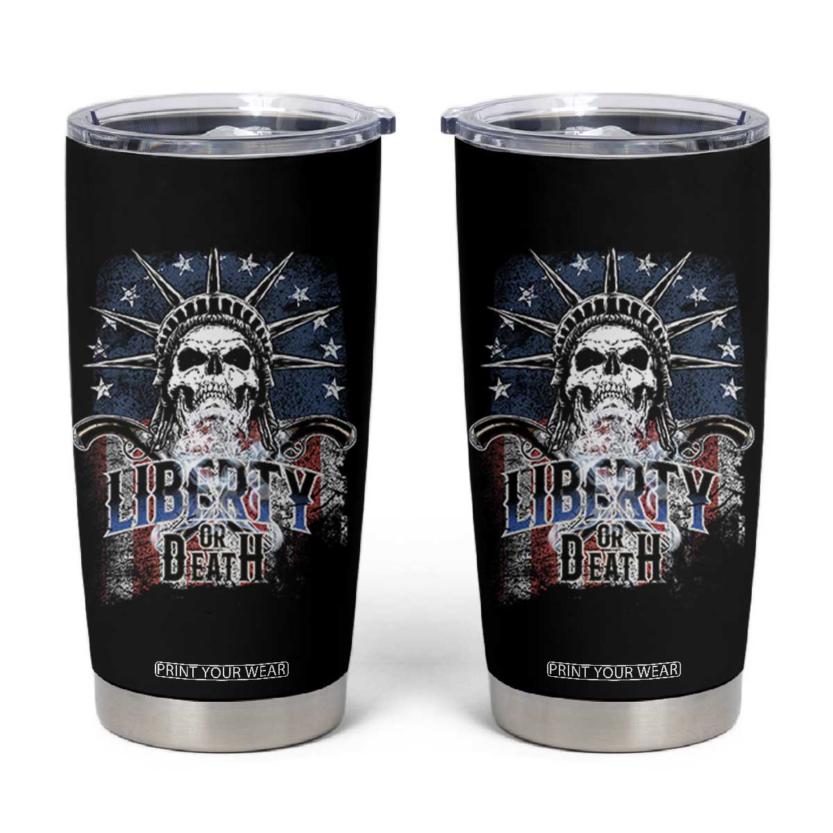 4th Of July Liberty Or Death Tumbler Cup Statue Of Liberty Skull  American Flag TS11