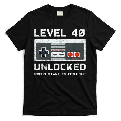 40 Year Old Forty Birthday Gift Level 40 Unlocked Gamer T-Shirt