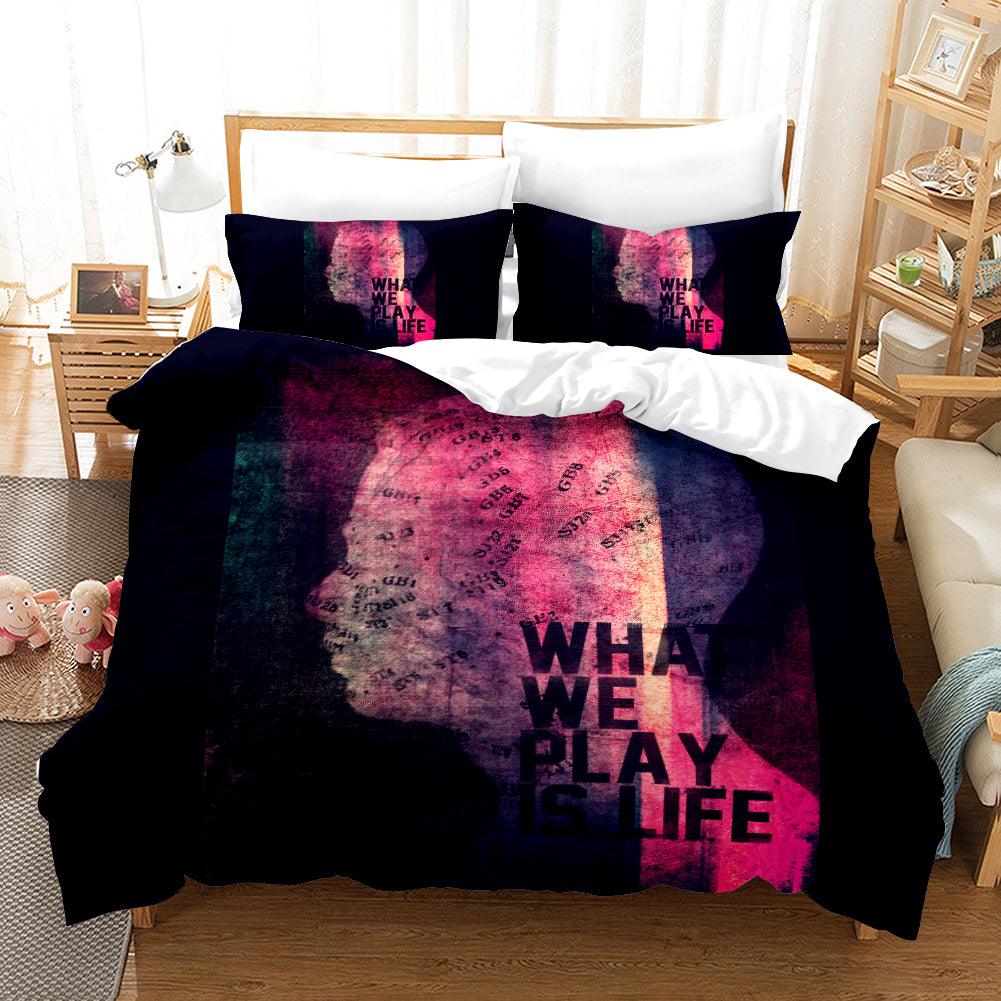 3D Black Red Head Silhouette Quilt Cover Set Bedding Set Pillowcases 139