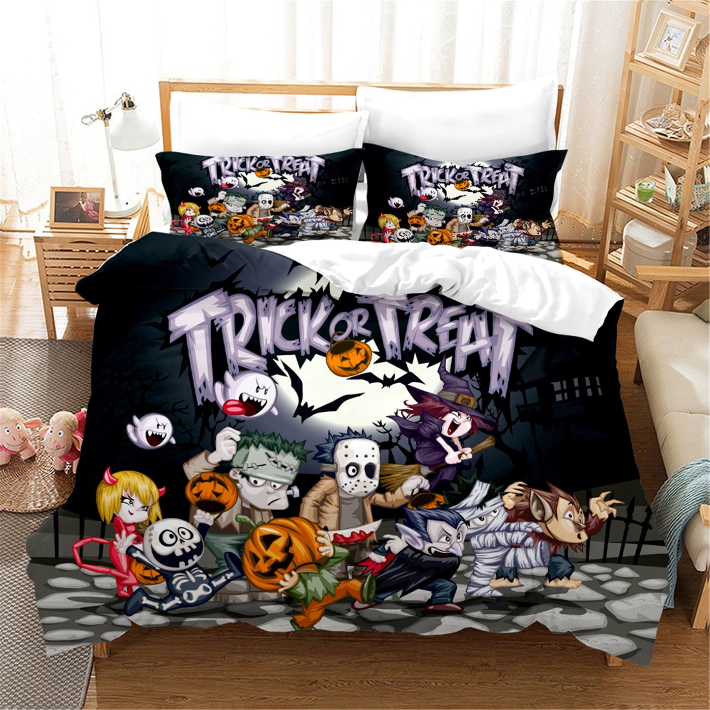 3D Cartoon Halloween Quilt Cover Set Bedding Set Duvet Cover Pillowcases WJ 1633