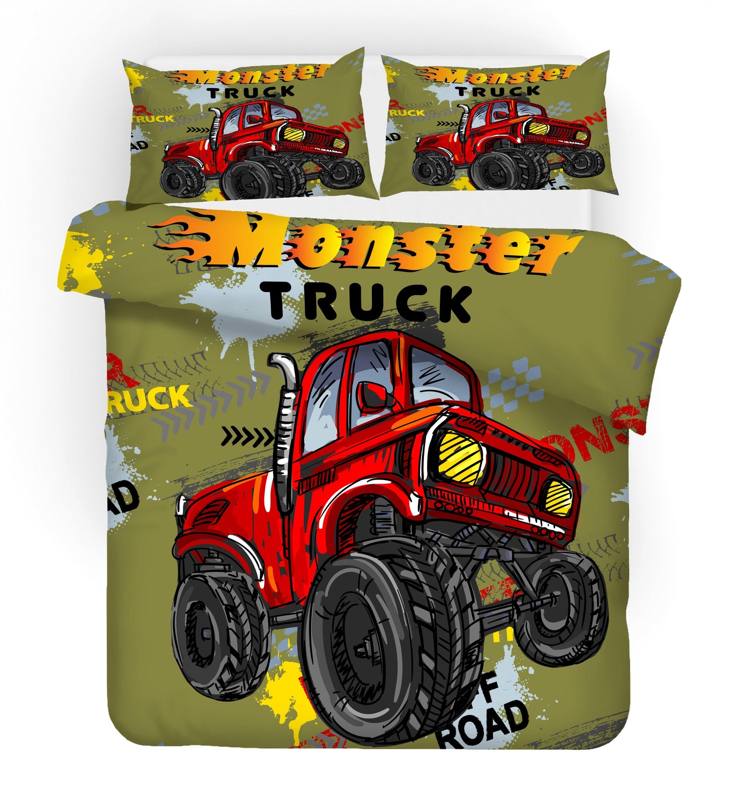 3D Cartoon Monster Truck Quilt Cover Set Bedding Set Duvet Cover Pillowcases WJ 1696