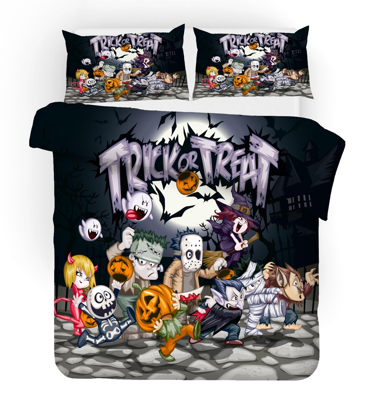 3D Cartoon Halloween Quilt Cover Set Bedding Set Duvet Cover Pillowcases WJ 1633