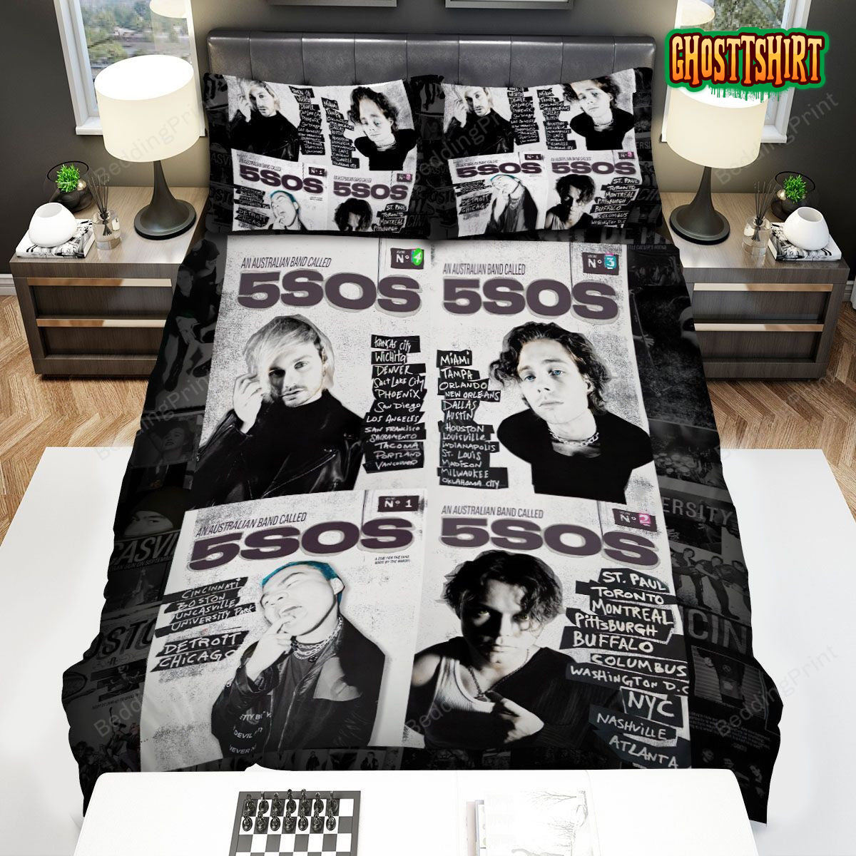 5 Seconds Of Summer's Team Members Bed Sheets Duvet Cover Bedding Set