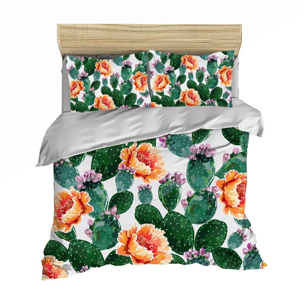3D Cactus Flowers Quilt Cover Set Bedding Set Pillowcases 52