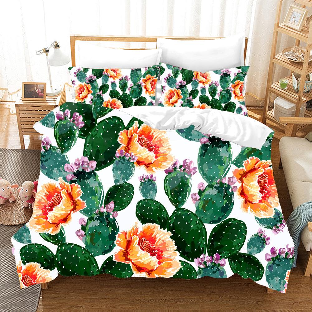 3D Cactus Flowers Quilt Cover Set Bedding Set Pillowcases 52