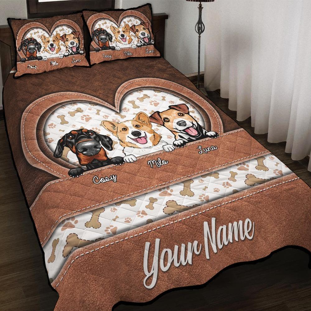 Custom Dog Gifts For Owners Personalized 3pcs Quilt Bedding Set For Dog And Cat Lovers