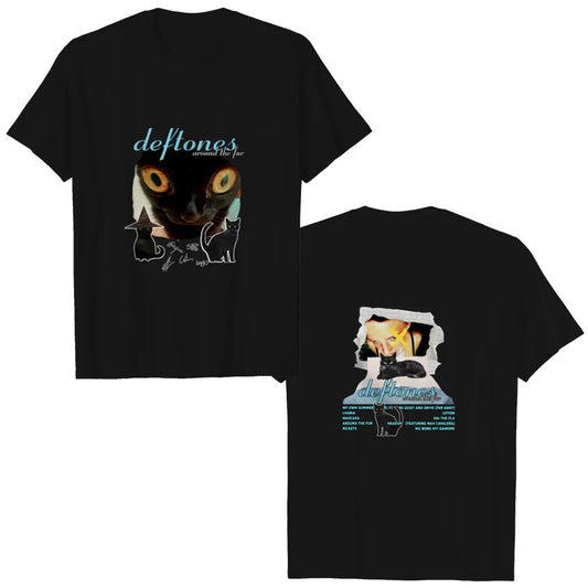 Deftone Around The Fur Cat 90s Music Shirt 2 Sides, Bootleg Band Vintage Y2K