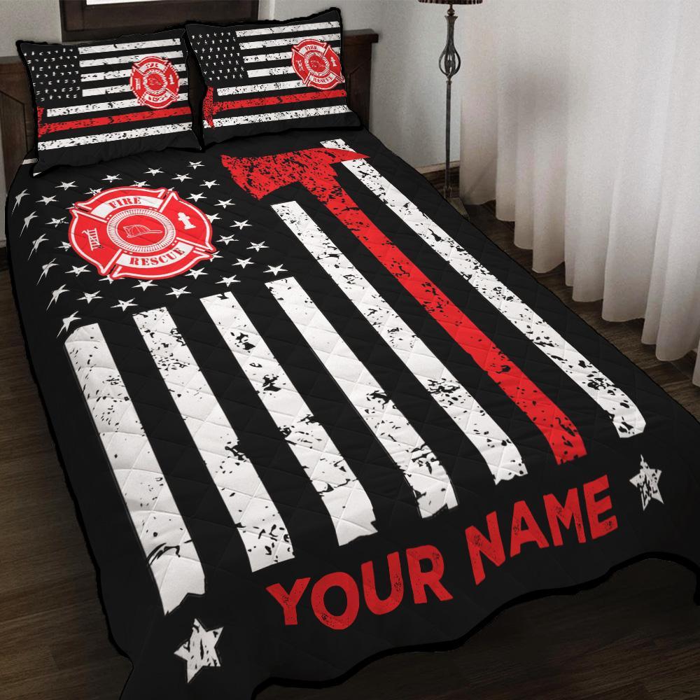 Custom Personalized Fire Academy Graduation Quilt Bedding Sets – Unique 3pcs Firefighter Comfort