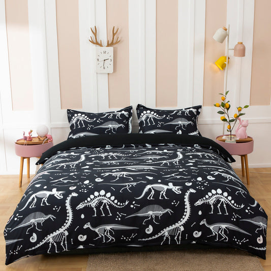 3D Black Dinosaur Pattern Quilt Cover Set Bedding Set Duvet Cover Pillowcases 472