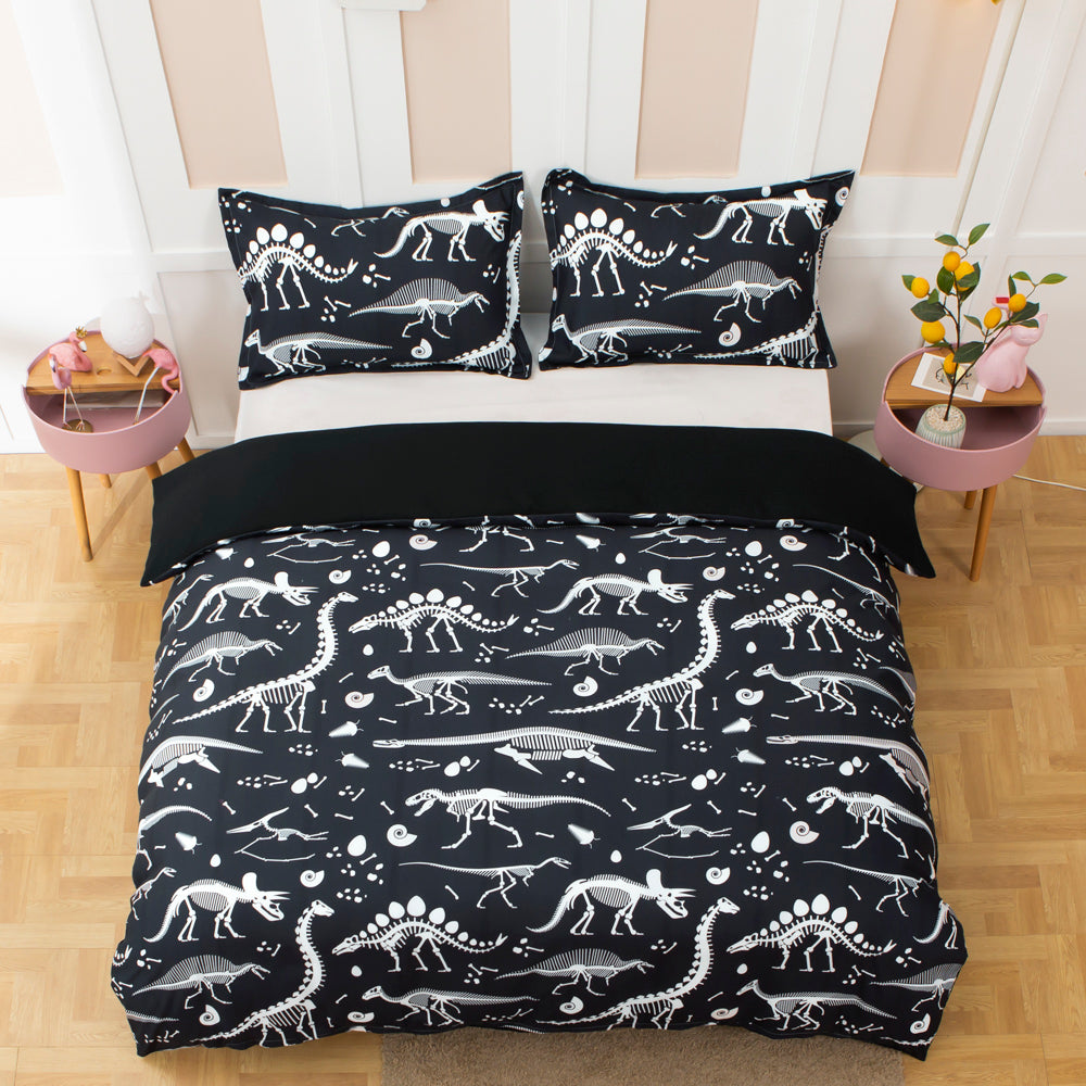 3D Black Dinosaur Pattern Quilt Cover Set Bedding Set Duvet Cover Pillowcases 472