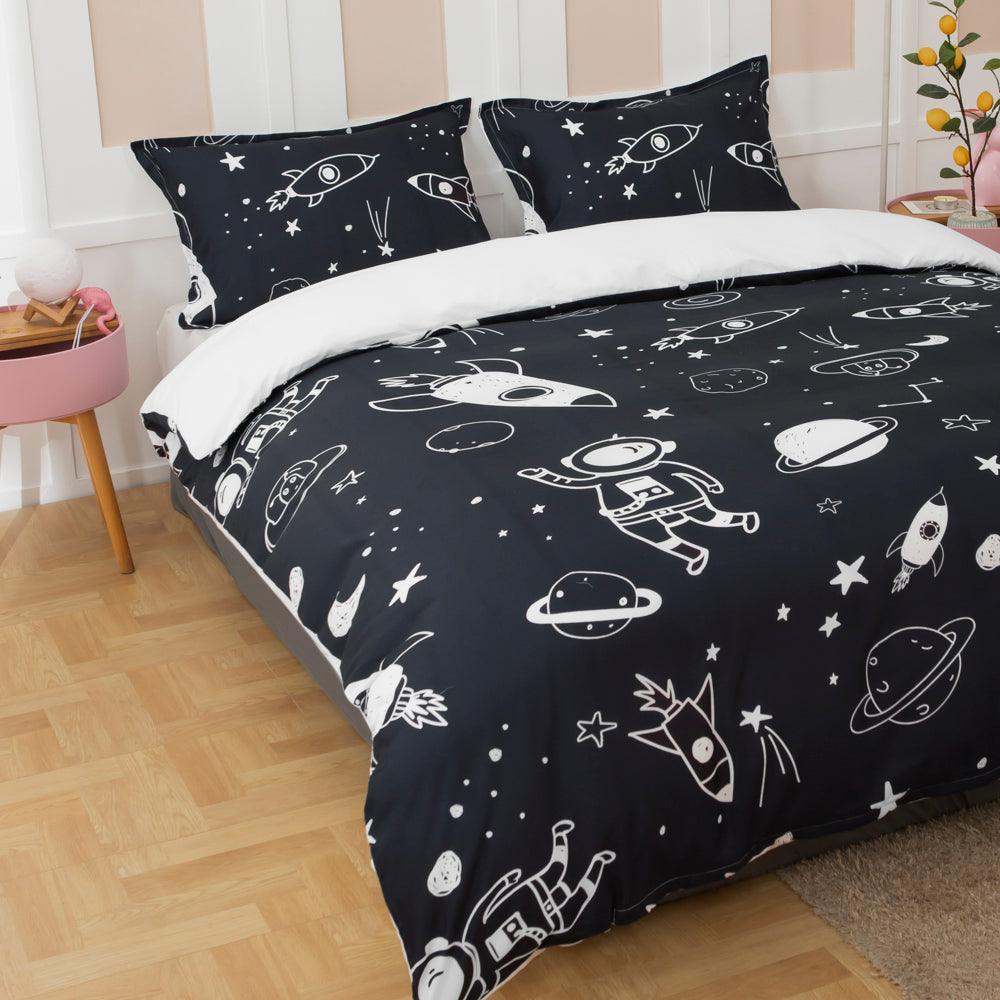 3D Black Space Planet Rocket Quilt Cover Set Bedding Set Duvet Cover Pillowcases 42