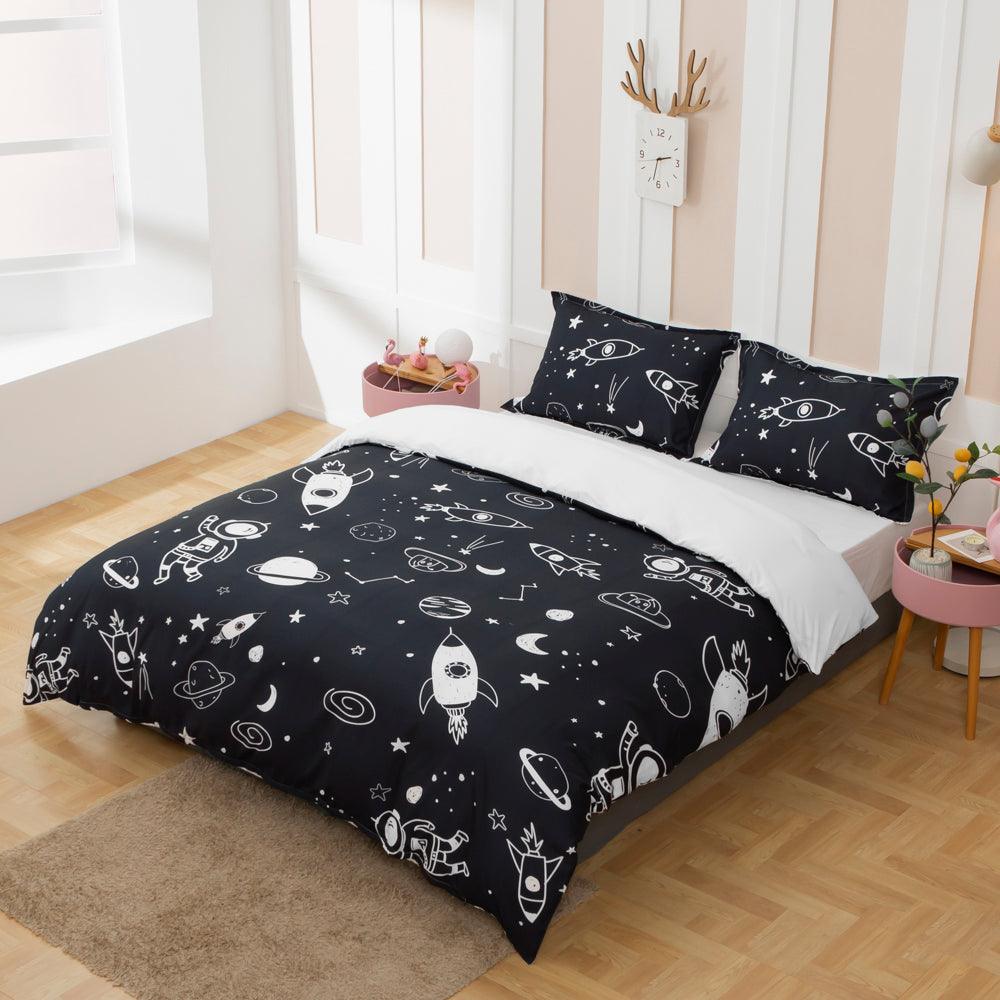 3D Black Space Planet Rocket Quilt Cover Set Bedding Set Duvet Cover Pillowcases 42
