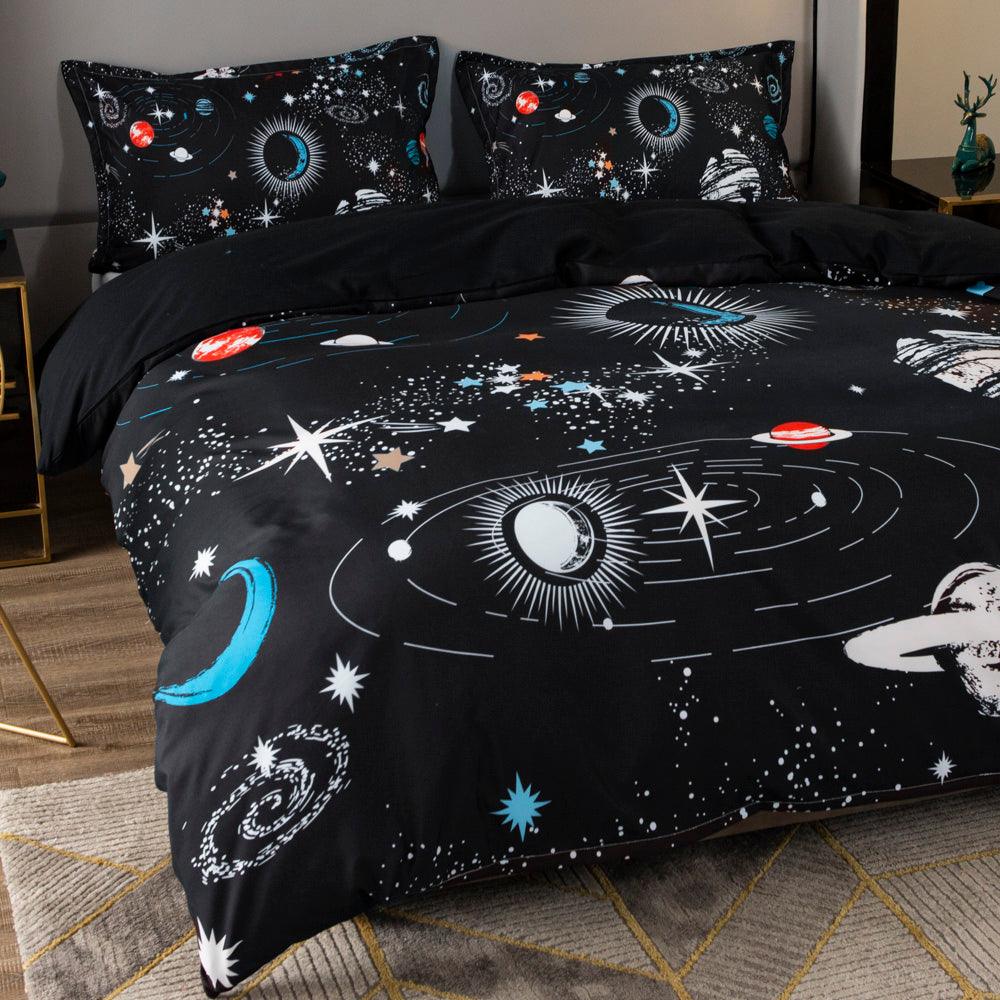 3D Black Space Planet Galaxy Quilt Cover Set Bedding Set Duvet Cover Pillowcases 50