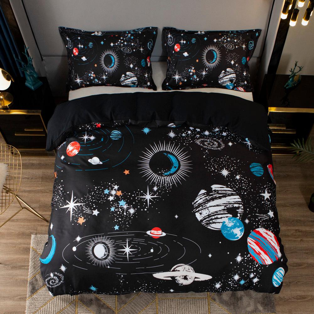 3D Black Space Planet Galaxy Quilt Cover Set Bedding Set Duvet Cover Pillowcases 50