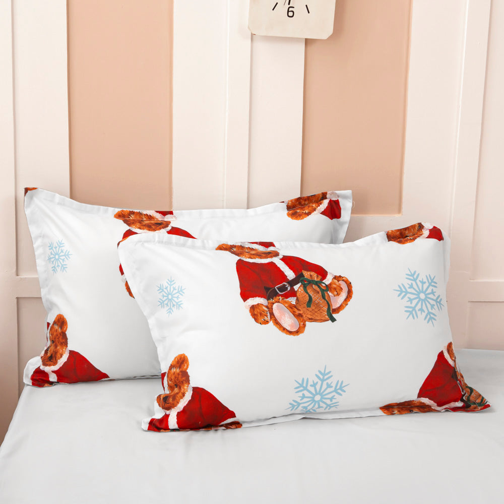 3D Bear Snowflake Pattern Quilt Cover Set Bedding Set Duvet Cover Pillowcases 482