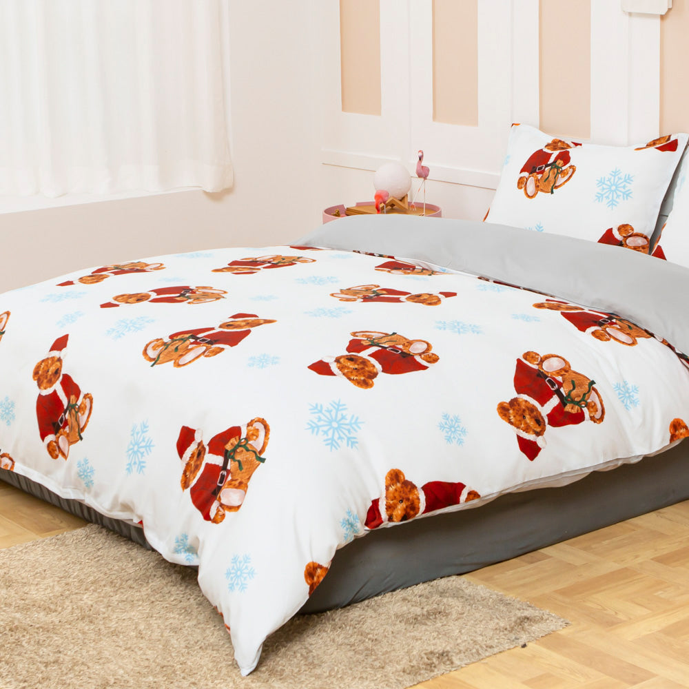 3D Bear Snowflake Pattern Quilt Cover Set Bedding Set Duvet Cover Pillowcases 482