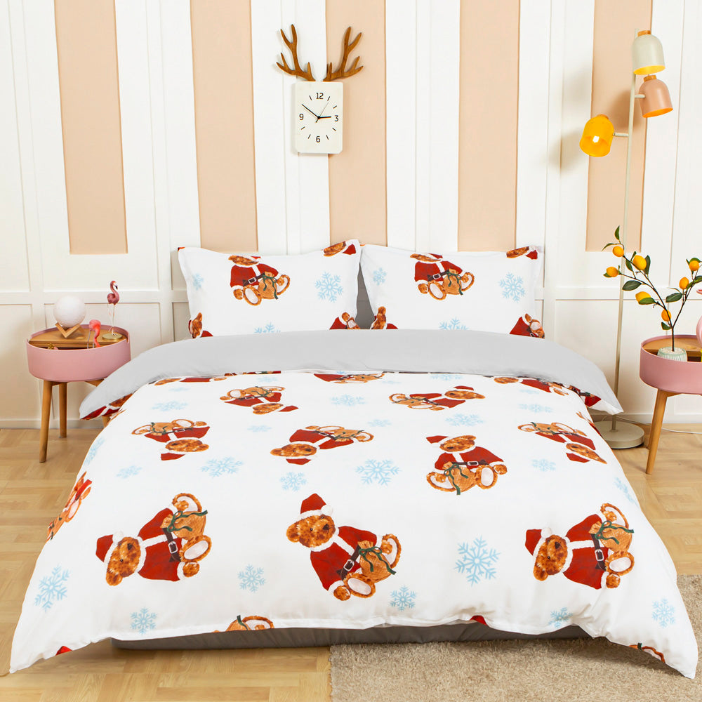 3D Bear Snowflake Christmas Quilt Cover Set Bedding Set Duvet Cover Pillowcases 700