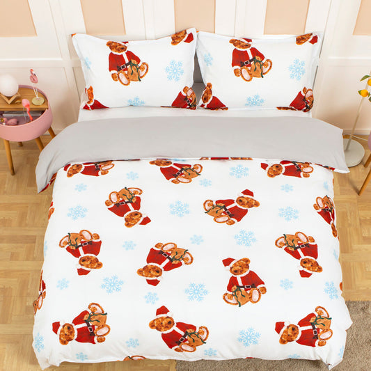 3D Bear Snowflake Christmas Quilt Cover Set Bedding Set Duvet Cover Pillowcases 700