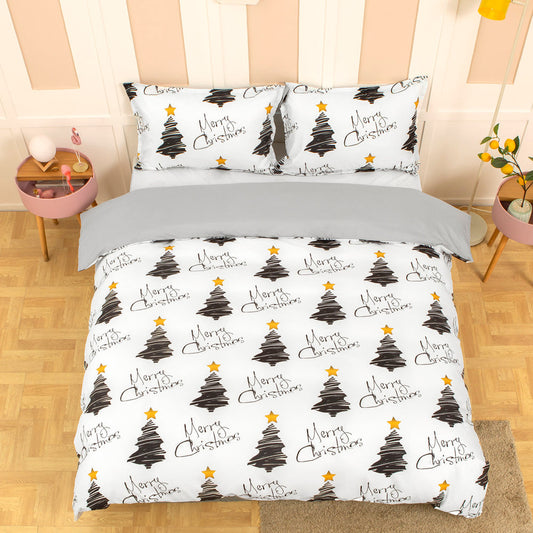 3D Black Pine Trees Christmas Pattern Quilt Cover Set Bedding Set Duvet Cover Pillowcases 485
