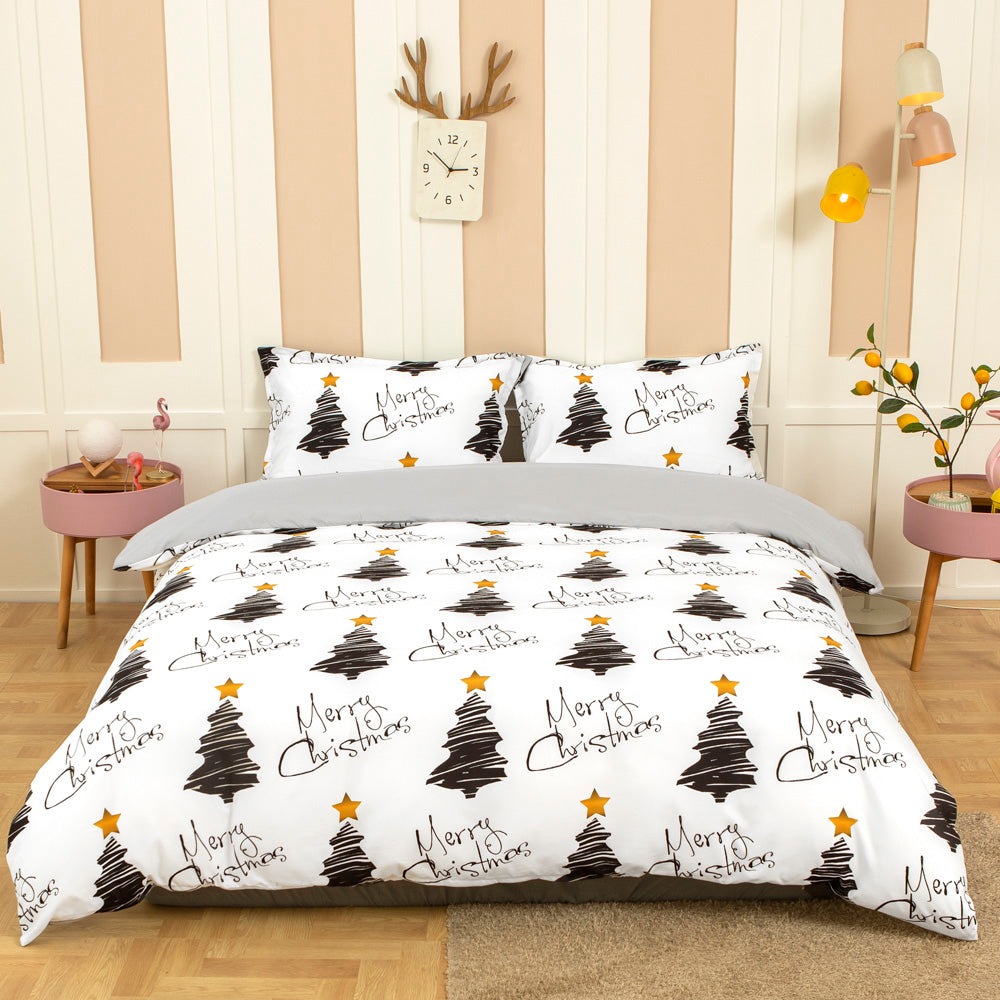 3D Black Pine Trees Christmas Pattern Quilt Cover Set Bedding Set Duvet Cover Pillowcases 485
