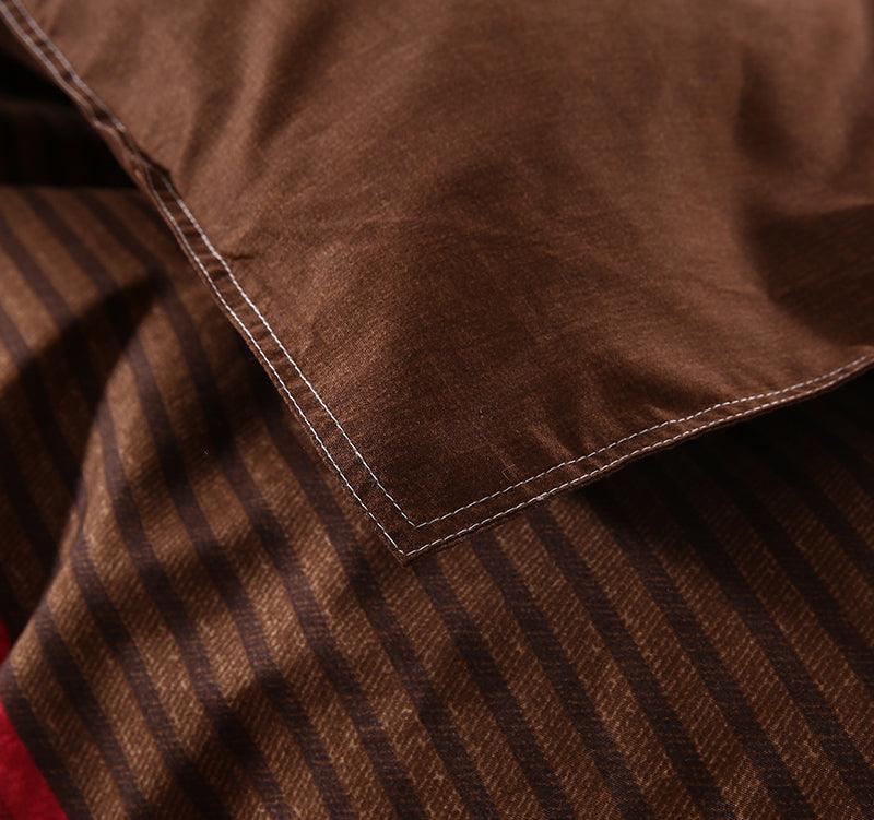 3D Brown Stripe Quilt Cover Set Bedding Set Pillowcases 37