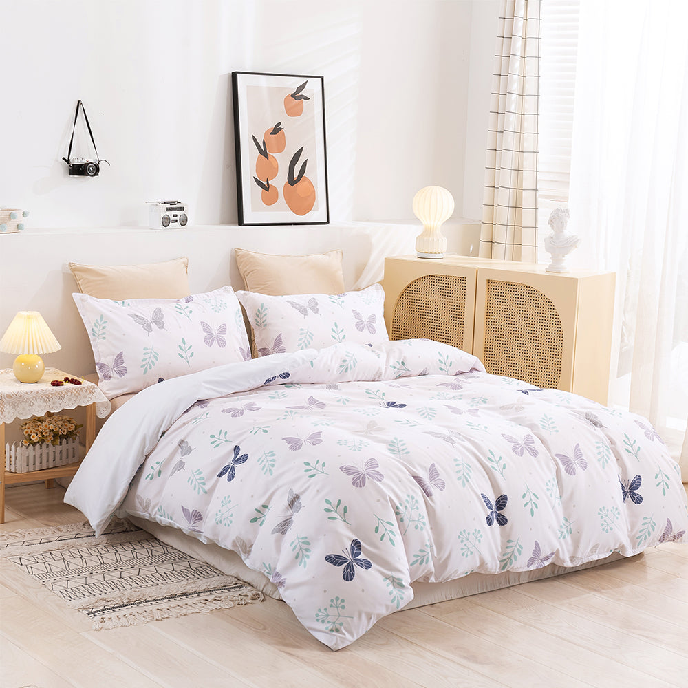 3D Butterfly Leaves Fresh Pattern Modern Quilt Cover Set Bedding Set Duvet Cover Pillowcases 285