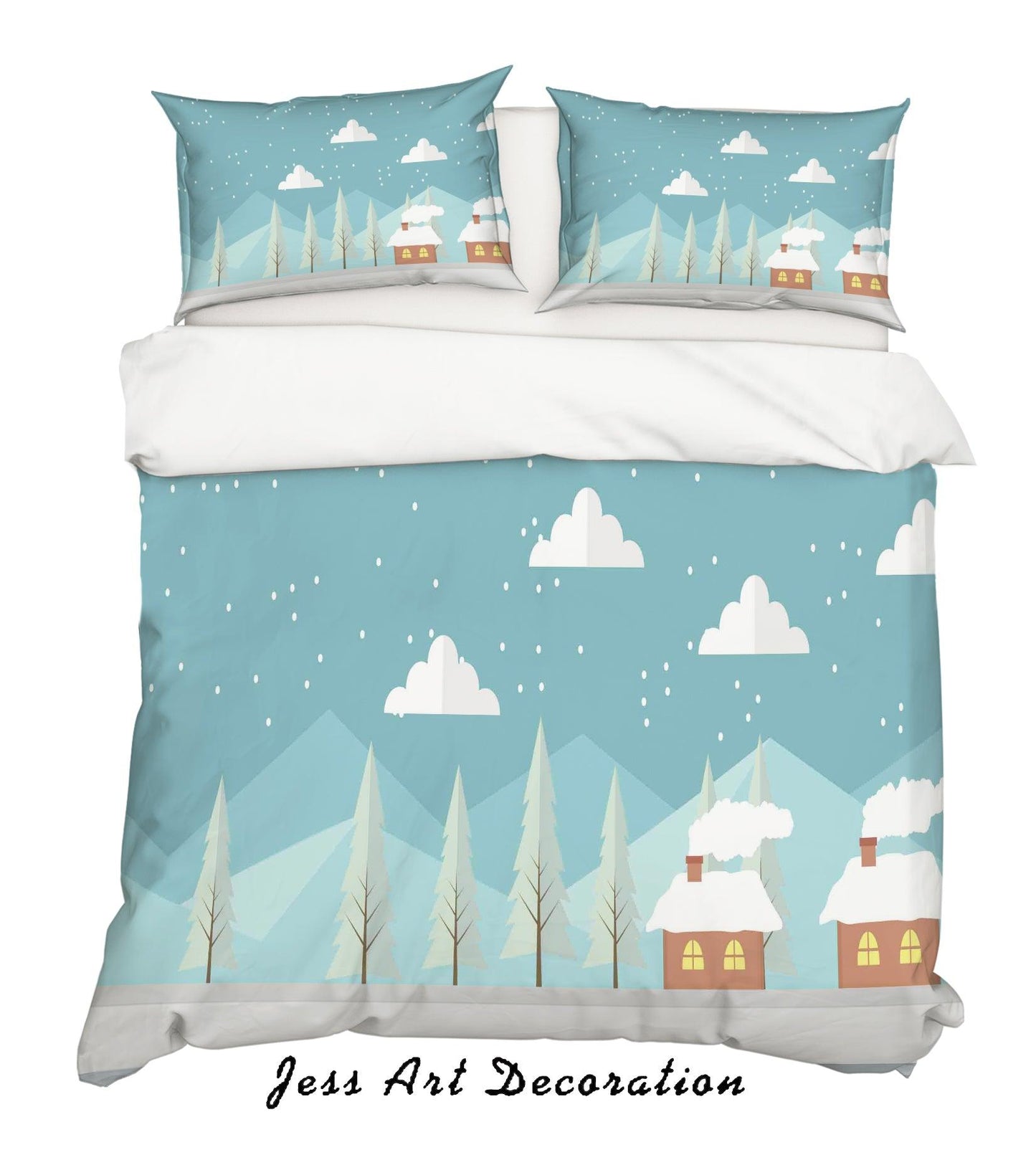 3D Cartoon Green Plants Quilt Cover Set Bedding Set Pillowcases 96