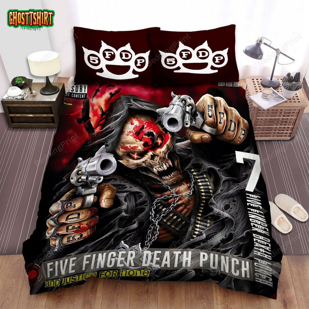 5fdp Skull Five Finger Death Punch Bed Sheets Duvet Cover Bedding Set