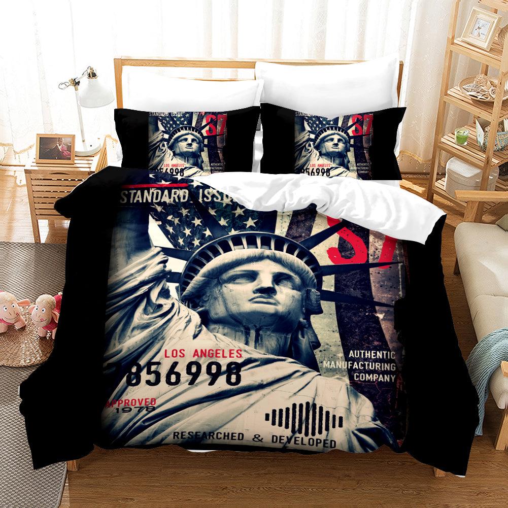 3D Black Statue Liberty Quilt Cover Set Bedding Set Pillowcases 140