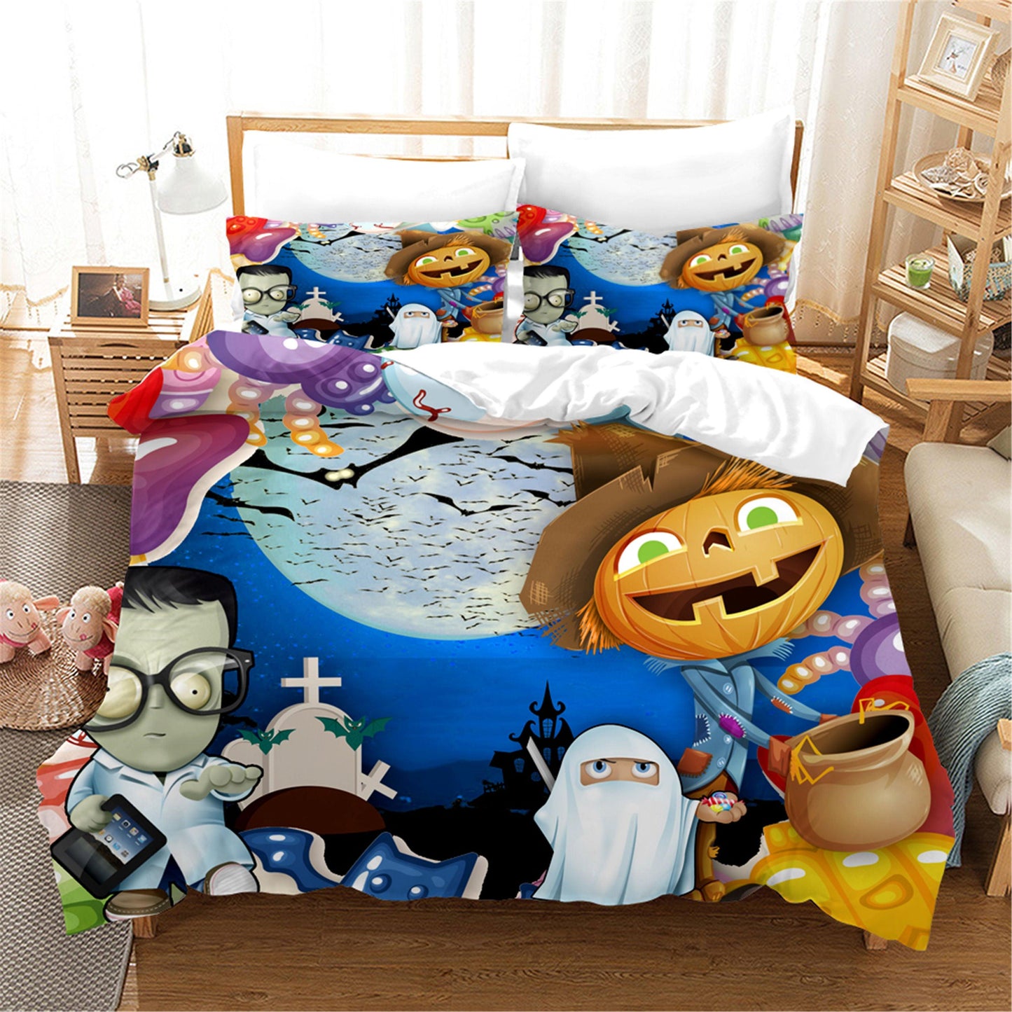 3D Cartoon Halloween Quilt Cover Set Bedding Set Duvet Cover Pillowcases WJ 1634