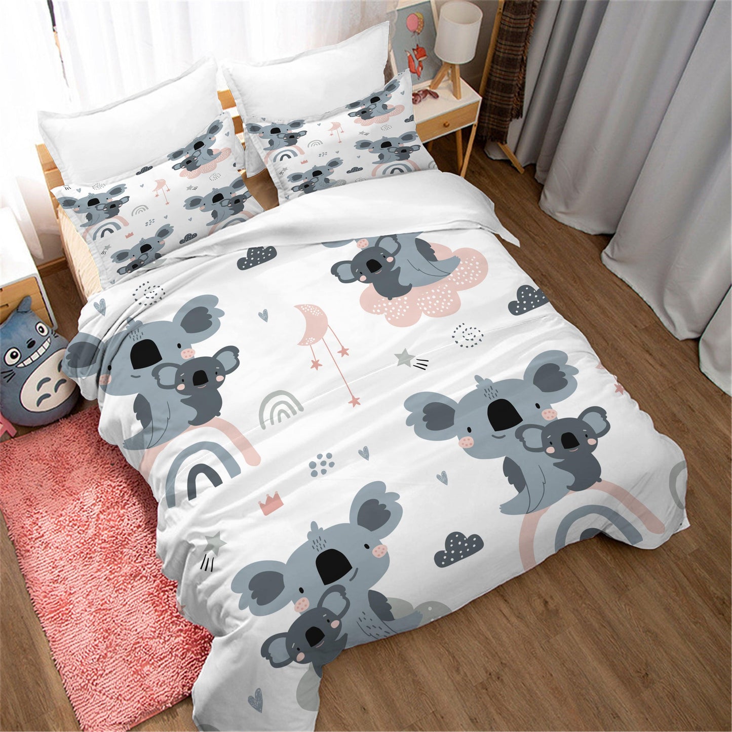 3D Cartoon Animal Koala Cloud Rainbow Quilt Cover Set Bedding Set Duvet Cover Pillowcases 2