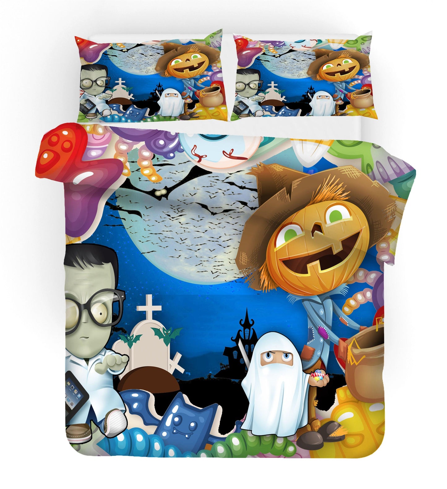 3D Cartoon Halloween Quilt Cover Set Bedding Set Duvet Cover Pillowcases WJ 1634
